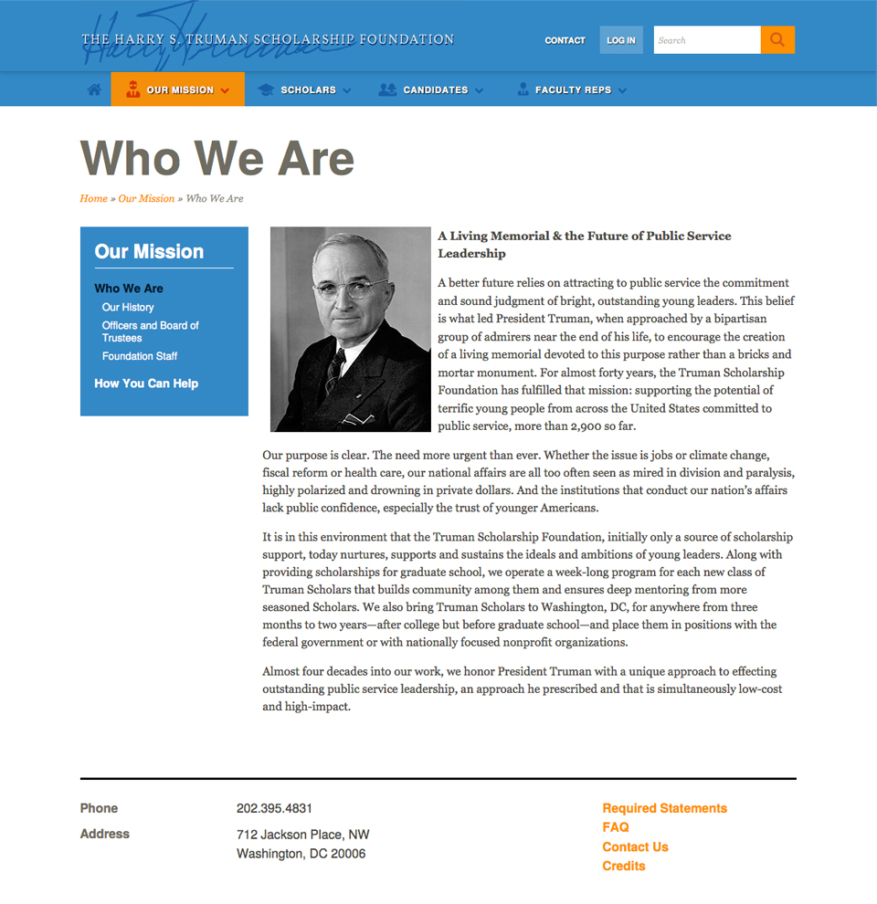 The Harry S. Truman Scholarship Foundation Who We Are
